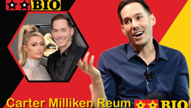 Carter Milliken Reum in eleganter Kleidung lächelnd bei einem öffentlichen Auftritt als erfolgreicher Unternehmer und Ehemann