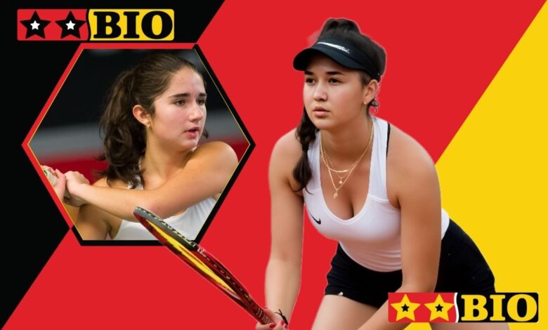 Lisa Matviyenko: Die 1,75m große deutsche Tennisspielerin in einer dynamischen Aktion auf dem Sandplatz während eines Profi-Turniers.