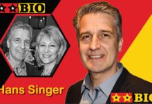 Porträt von Hans Singer, dem österreichischen Musikproduzenten und Komponisten in seinem Tonstudio.